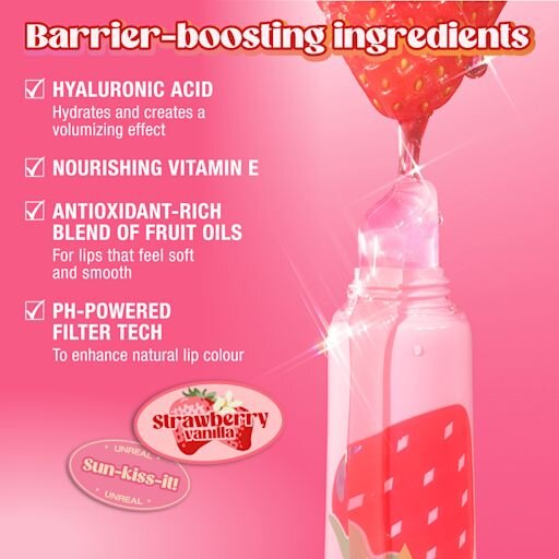 UNREAL LIPS HEALTHY GLOW NECTAR OIL JUICYLICIOUS STRAWBERRY VANILLA