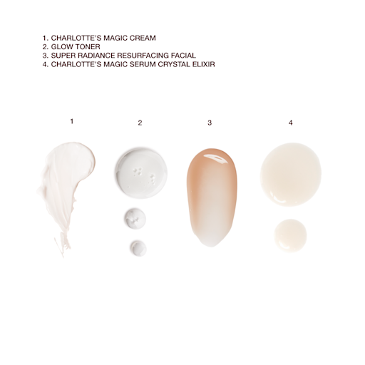 ZESTAW DO PIELĘGNACJI SKÓRY CHARLOTTE'S „4 MAGIC & SCIENCE STEPS TO RESURFACE, HYDRATE & GLOW”